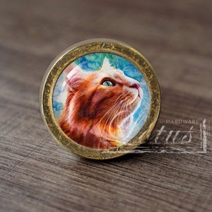 kot — Ręcznie robione, zabytkowe, antyczne gałki do szuflad, uchwyty/gałki do komód, uchwyty do szafek/okucia meblowe