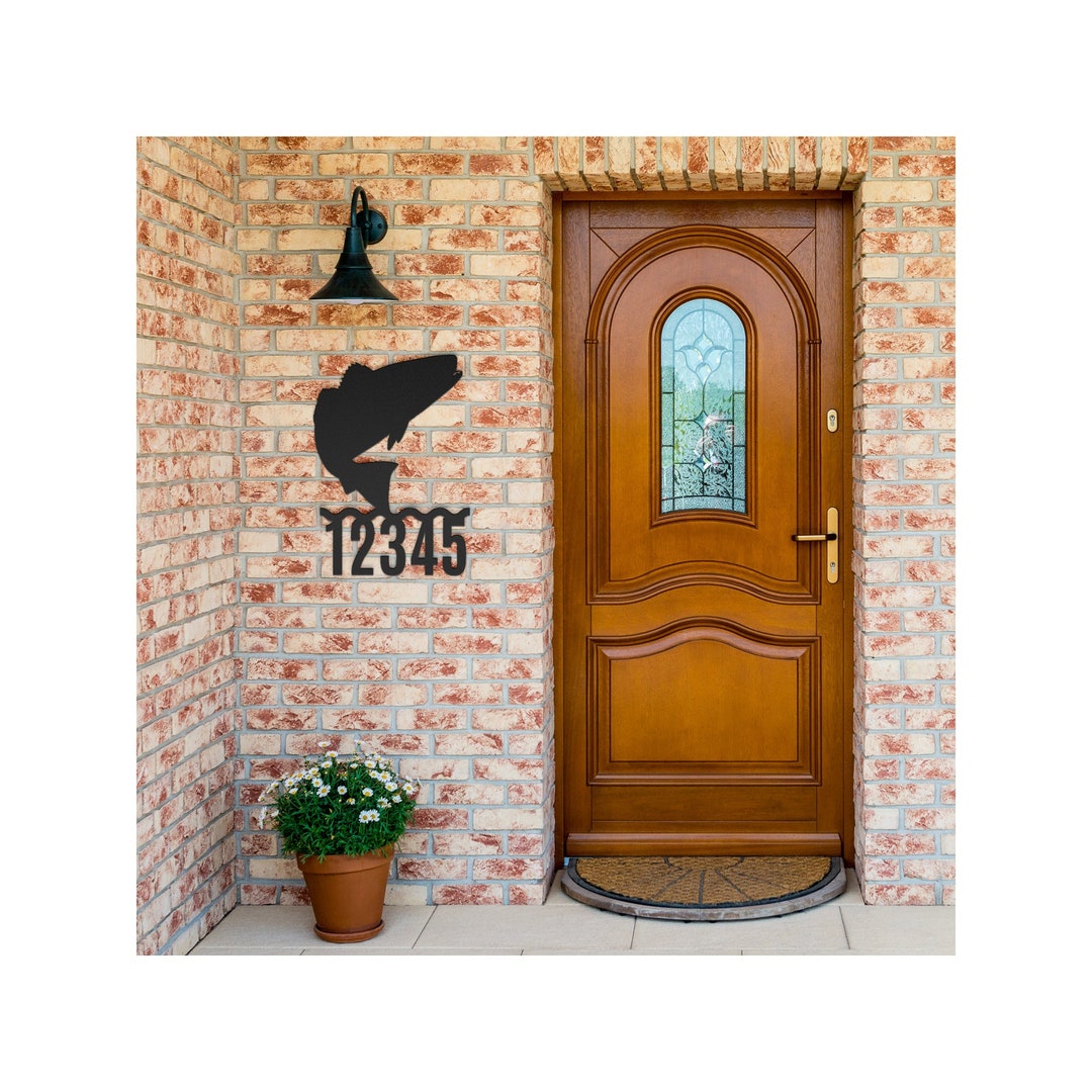 Metal House Numbers Red Fish, Address Sign, House Number, Metal Address ...