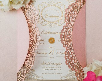 Gold Wedding Invitation | Printed Wedding Invitation | Gold Wedding | Elegant Wedding Invitation | Luxury Wedding | Vintage Wedding