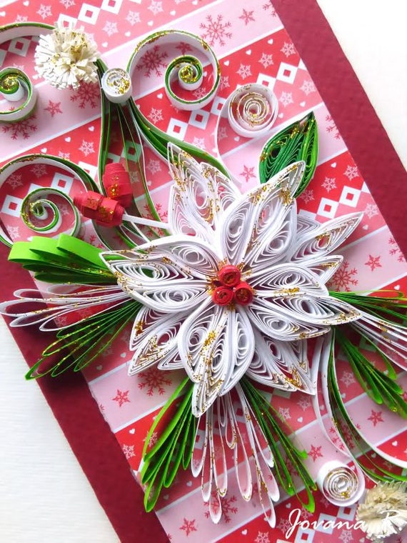 handmade christmas quilling card quilled card 3d card red etsy