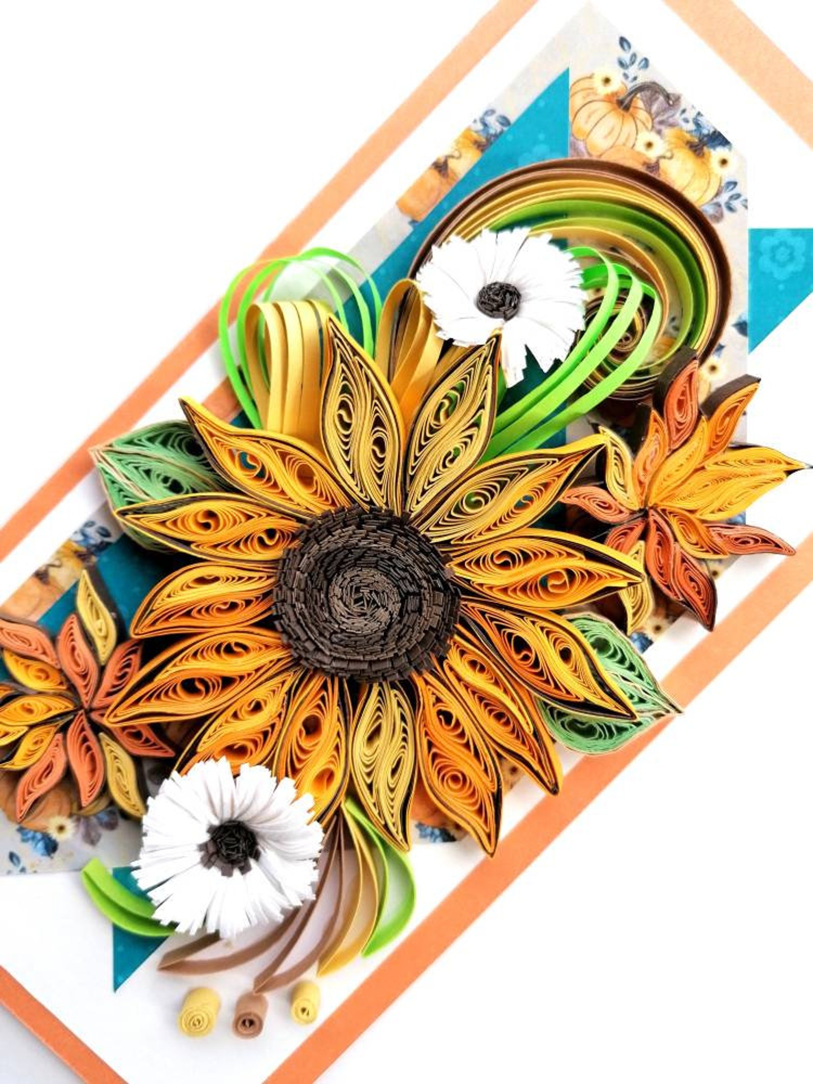 Autumn Quilling Card/ Sunflower Card/ Thanksgiving Card/ Etsy