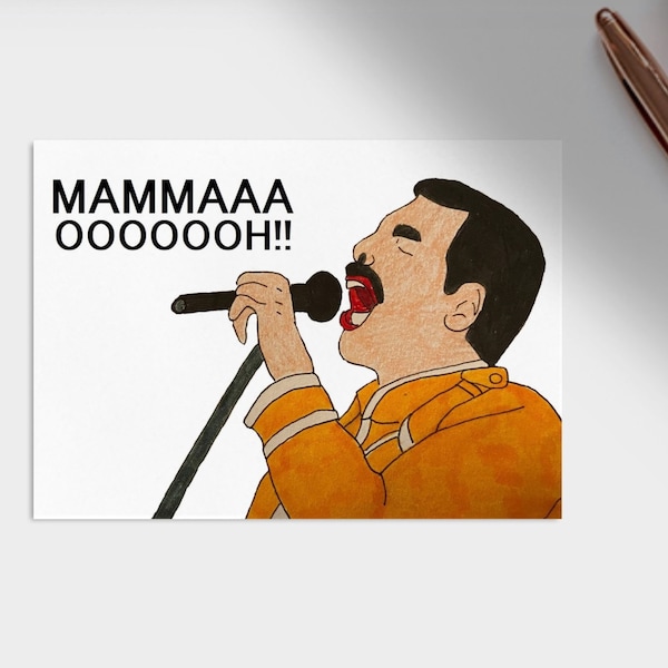 Freddie Mercury Mammaaa Ooooooh! Greeting Card, Blank Inside