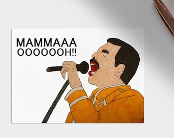 Freddie Mercury Mammaaa Ooooooh! Greeting Card, Blank Inside