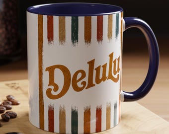 Delulu retro striped design Mug | Accent coffee mug 11oz 15oz