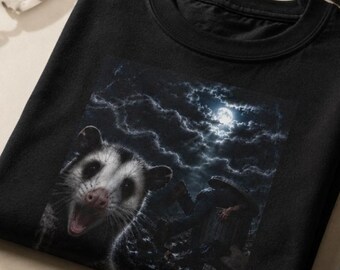 Goblincore Possum Shirt, Gothic Opossum Graphic Tee, Spooky Cryptid Animal Lover