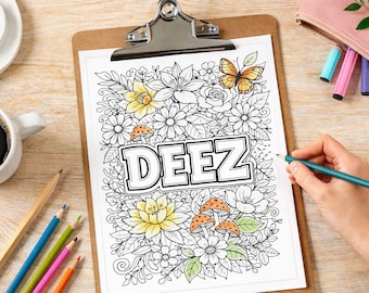 花柄曼荼羅の塗り絵、面白い大人のユーモア（PDF即時ダウンロード）