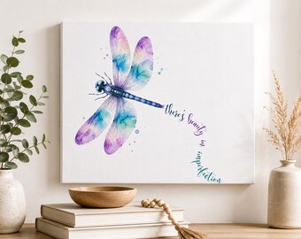 Watercolor Dragonfly Theres Beauty in Imperfection Canvas
