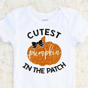 Cutest Pumpkin In The Patch - Girl Thanksgiving Shirt - Baby Girl Halloween Outfit - Halloween Shirt - First Halloween - Carters Bodysuit