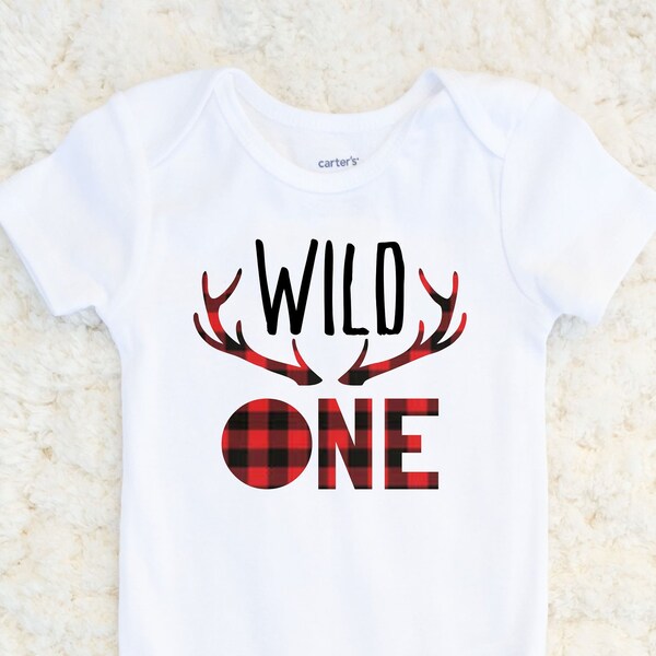 First Birthday Boy Shirt - Wild One Birthday Boy Shirt - First Birthday Buffalo Plaid Shirt - Buffalo Plaid Birthday -  Birthday Outfit Boy