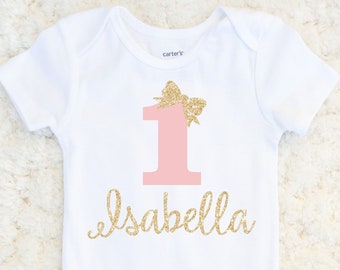 First Birthday Outfit Girl - First Birthday Glitter Bodysuit - Baby Girl - Sparkle Birthday Outfit - 1st Birthday Personalized One Piece