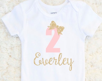 2nd Birthday Girl Shirt - Custom Name - Personalized Name Second Birthday Shirt Girl - 2 Bow Shirt - Second Birthday Shirt Girl - Two Shirt