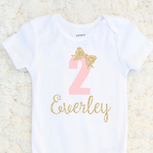 2nd Birthday Girl Shirt - Custom Name - Personalized Name Second Birthday Shirt Girl - 2 Bow Shirt - Second Birthday Shirt Girl - Two Shirt