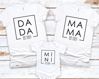 Mama Dada Mini - Pregnancy Announcement Shirts - Mommy and Me - Mama Dada Baby Shirts - New Baby - Expecting Parents - Baby Annoucement