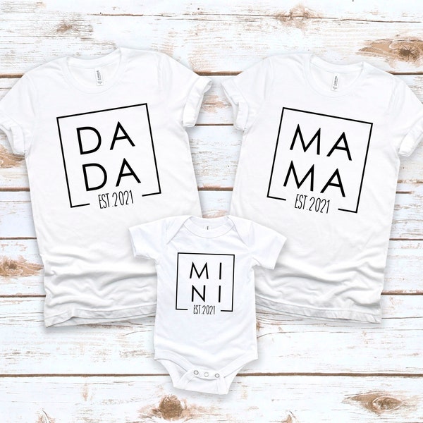 Mama Dada Mini - Pregnancy Announcement Shirts - Mommy and Me - Mama Dada Baby Shirts - New Baby - Expecting Parents - Baby Annoucement