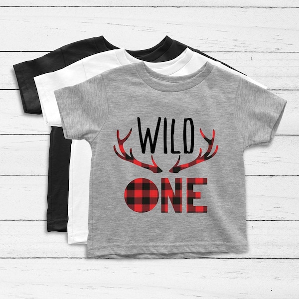 Wild One Birthday Shirt Boy - First Birthday Buffalo Plaid Theme - Boy First Birthday Outfit Buffalo Plaid Shirt - First Birthday Boy Shirt