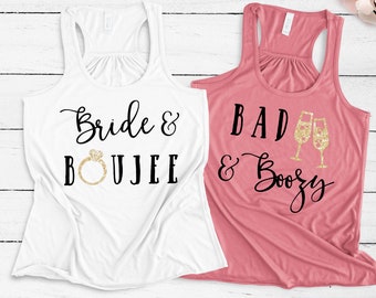 Bachelorette Party Shirts - Bad and Boozy Tank - Bride and Boujee - Bad and Boozy Bachelorette - Mauve Bachelorette Shirts - Bridal Party