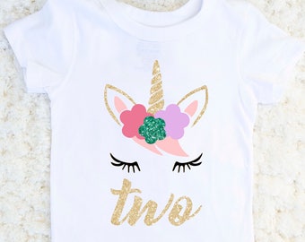 Unicorn Birthday Shirt - Girl's Unicorn Second Birthday Outfit - 2nd Birthday Baby Girl - Girl Birthday Tshirt - Birthday Girl