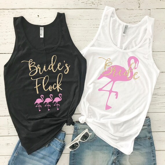 Flamingo Bachelorette Party Shirts - Bride - Bride's Flock Flamingo Bachelorette Party Shirts - Bride - Bride's Flock
