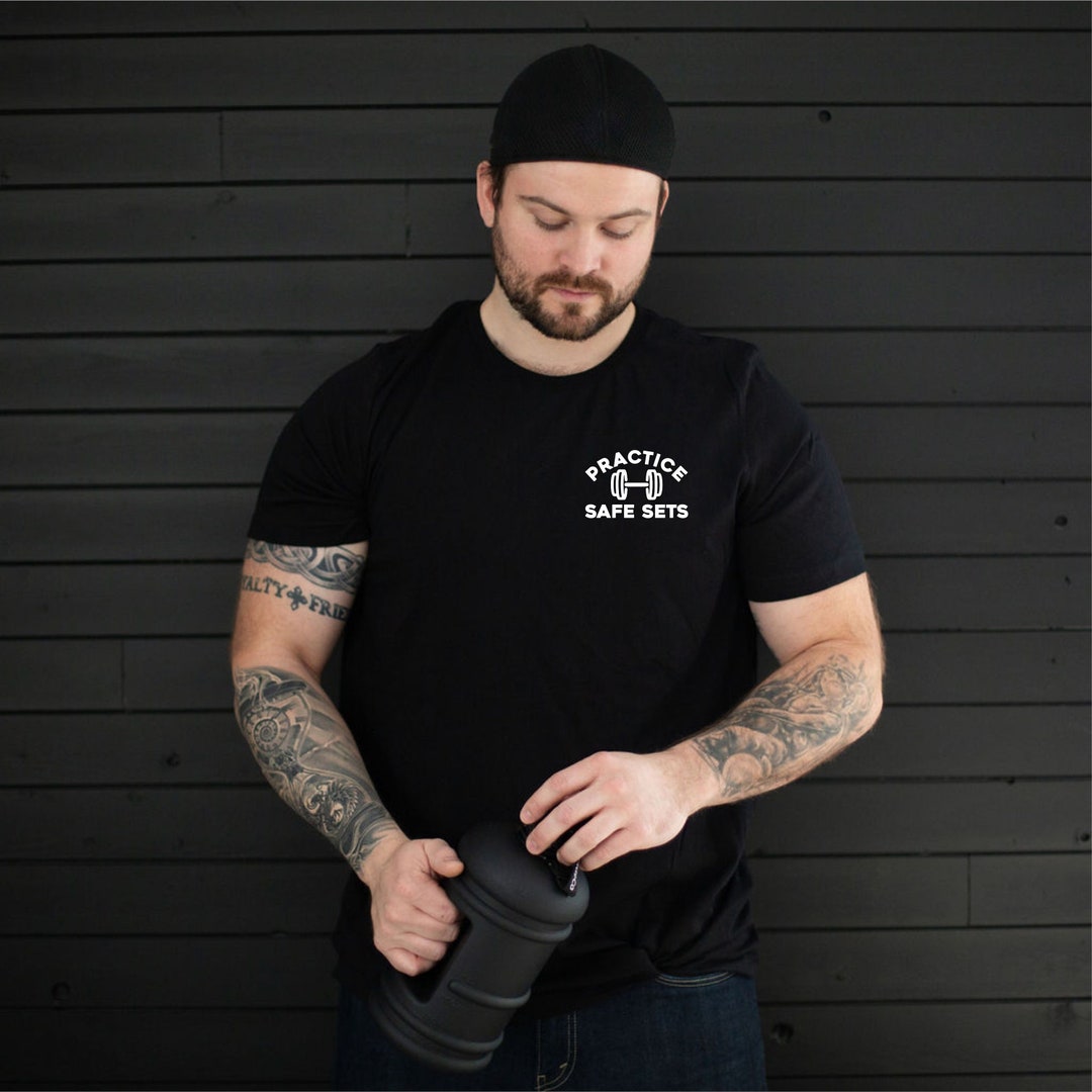 Practice Safe Sets Tee - Workout Shirt - Funny Lifting Tee - Gym Shirt ...