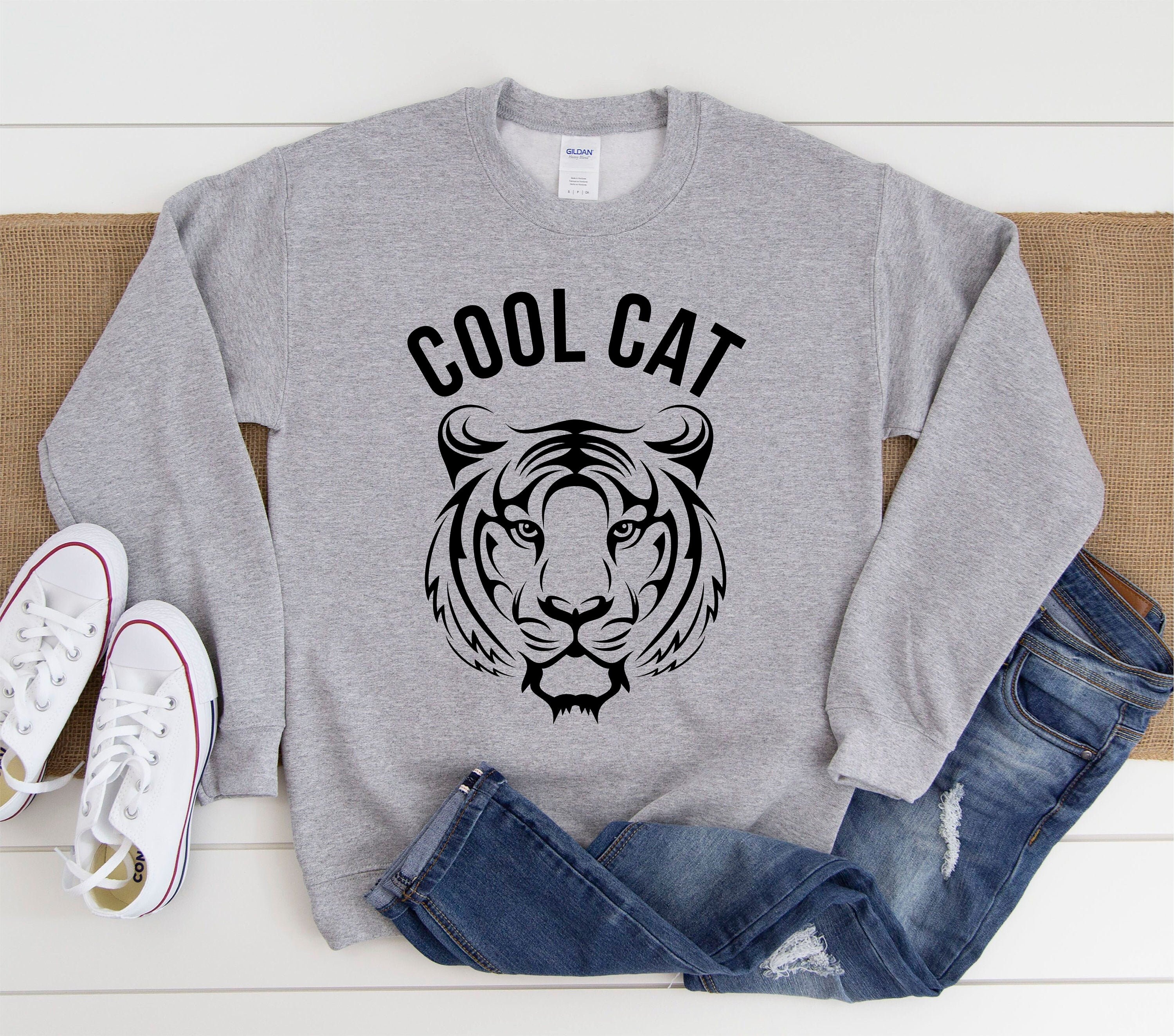Cool Cat Sweater Tiger Sweater Gift Idea Tiger Lover Hey All You Cool Cats and Kittens Animal Shirt Tiger Shirt Easy Tiger Shirt Etsy