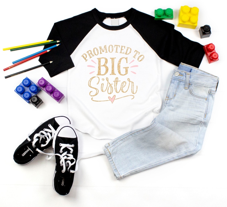 Promoted to Big Sister New Baby Announcement Shirt Big Sister Tshirt Pregnancy Gift New Baby Gift Little Sister Sibling Shirt image 1