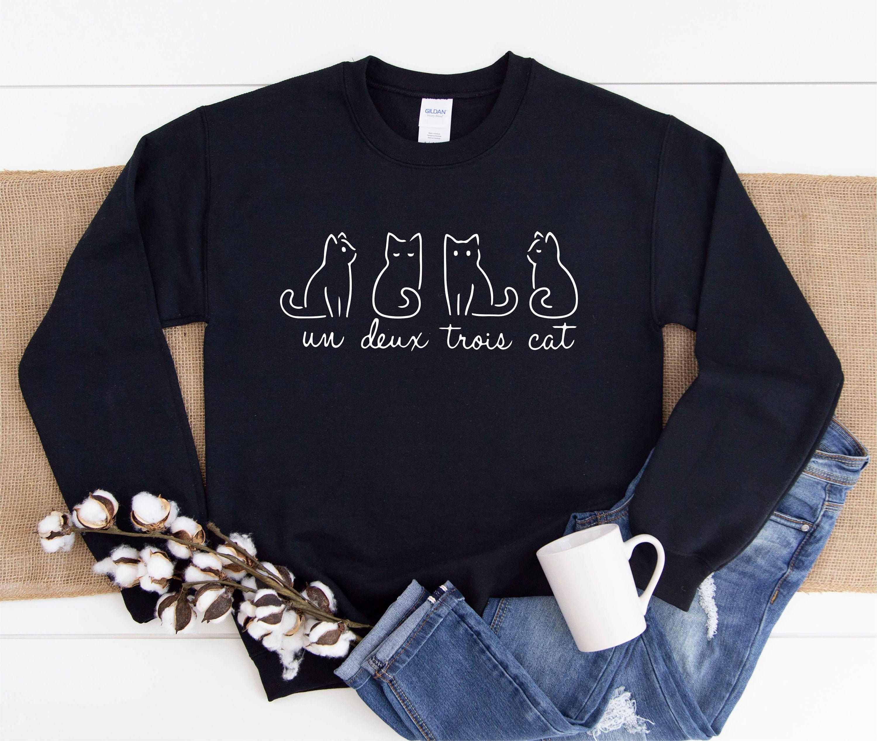 Un Deux Trois Cat Sweater Cat Lover Sweatshirt Cute Cat - Etsy Singapore