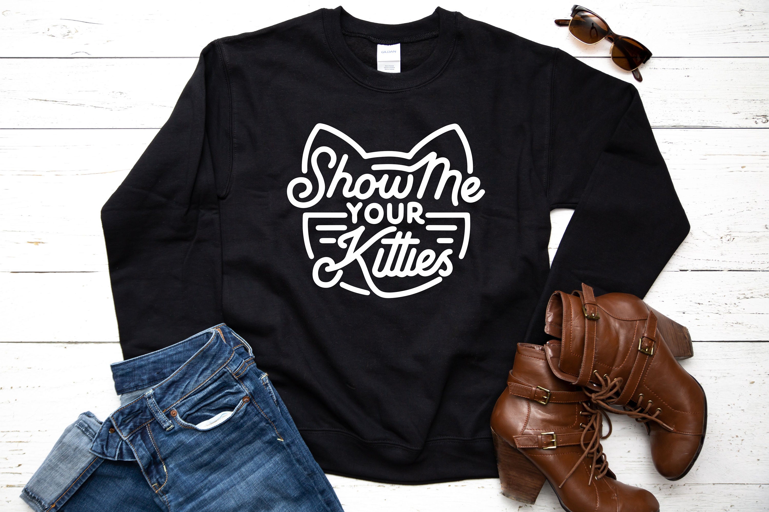 Show Me Your Kitties Sweater Cat Lover Sweatshirt Cute Cat | Etsy