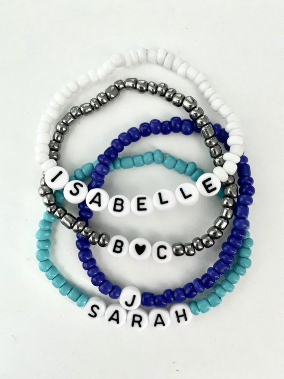 Custom Name Bracelet/ Custom Word or Initials Bracelet/ Gift -   Beaded  bracelets diy, Bracelets handmade beaded, Clay bead necklace