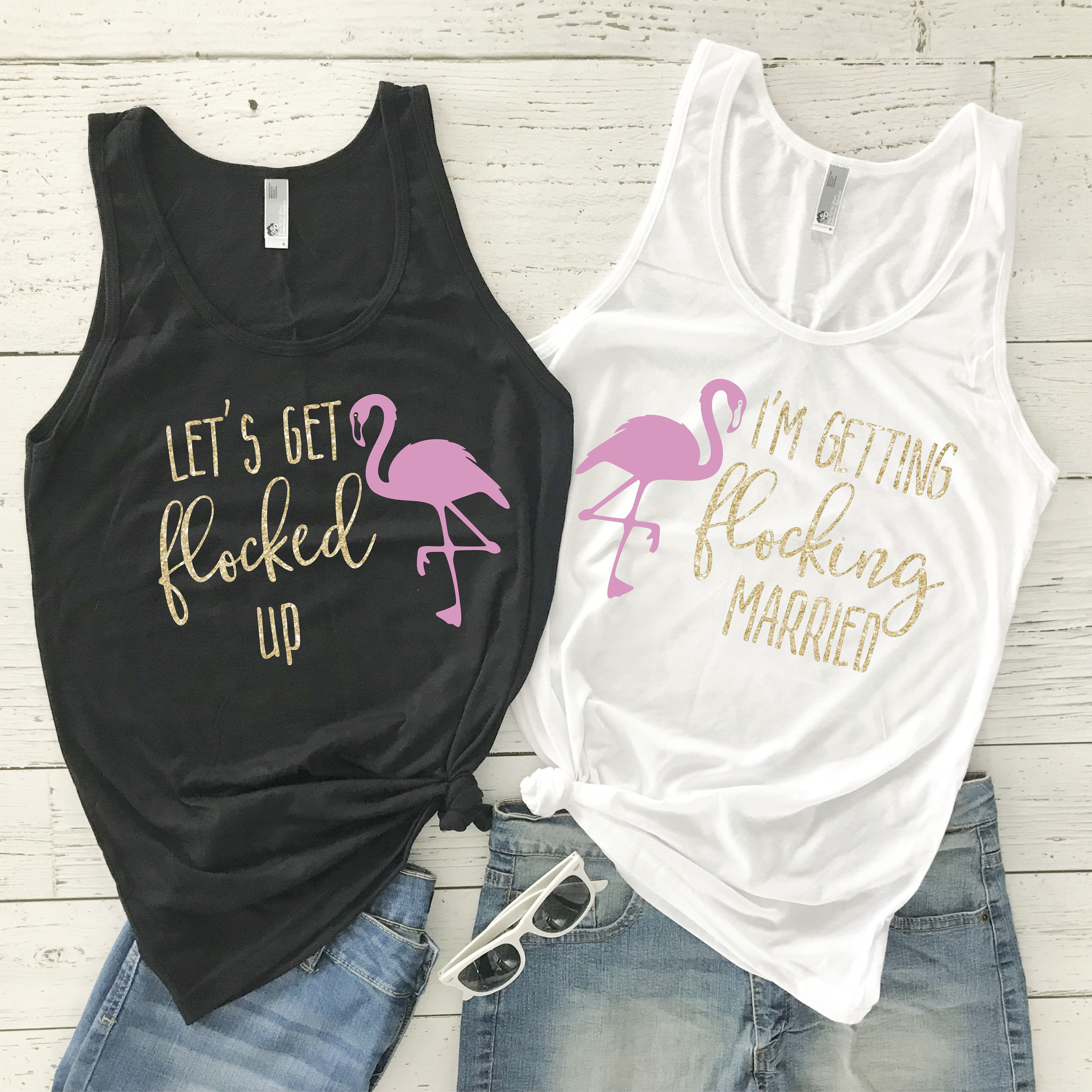 Bachelorette Let\'s Shirts - I\'m Bridesmaid Get Married Flocked Party Tank Bridal Up Getting Flamingo Party Flocking Etsy Shirts Flamingo Österreich