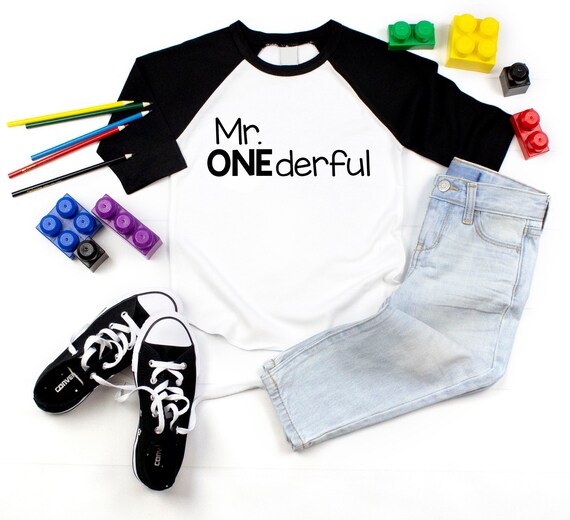 Mr One-Derful Baseball Tee Shirt for Boys 1st Birthday Shirt