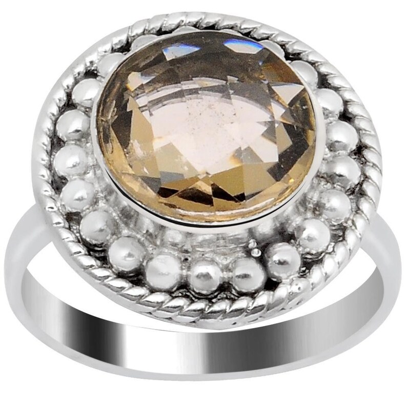 Quality Jewelry 2.70 Carat Smoky Quartz White Gold Plated Fashion Ring New Design Handmade Brown Ring For Girls Engagement Ring