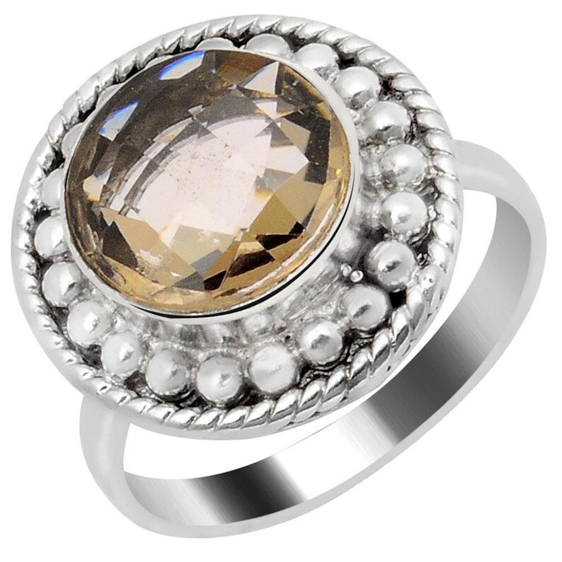 Quality Jewelry 2.70 Carat Smoky Quartz White Gold Plated Fashion Ring New Design Handmade Brown Ring For Girls Engagement Ring