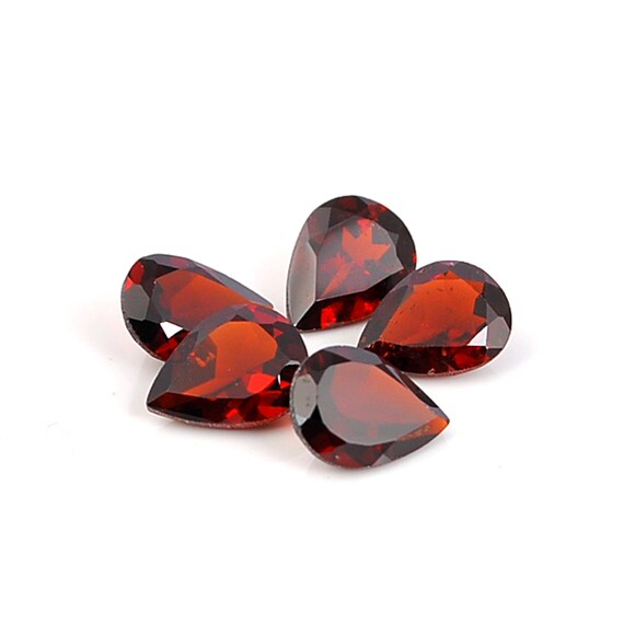 6.19 Carat Red Color Natural Pear Garnet Loose Gemstone 5 Pieces