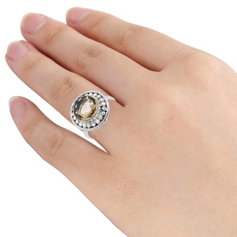 Quality Jewelry 2.70 Carat Smoky Quartz White Gold Plated Fashion Ring New Design Handmade Brown Ring For Girls Engagement Ring
