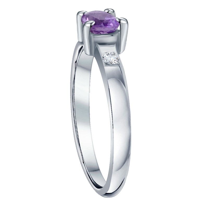 Stack-able Ring Orchid Jewelry 0.55 Carat Amethyst /& White Topaz 925 Sterling Silver Ring Handmade Purple Engagement February Birthstone