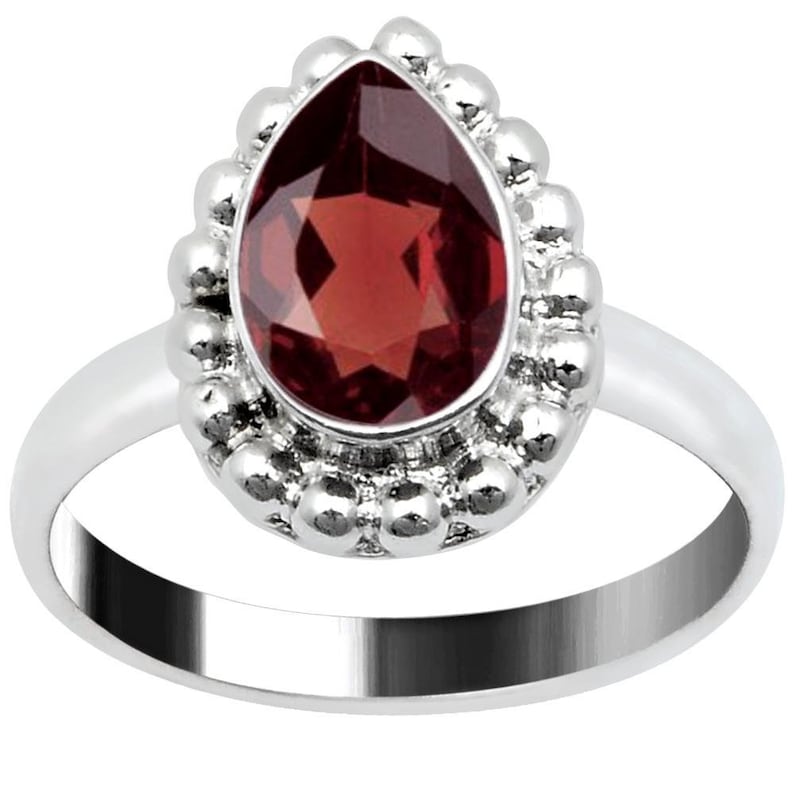 Quality Jewelry 1.50 Carat Garnet White Gold Plated Fashion Ring New Design Handmade Red Ring Engagement Ring January Birthstone