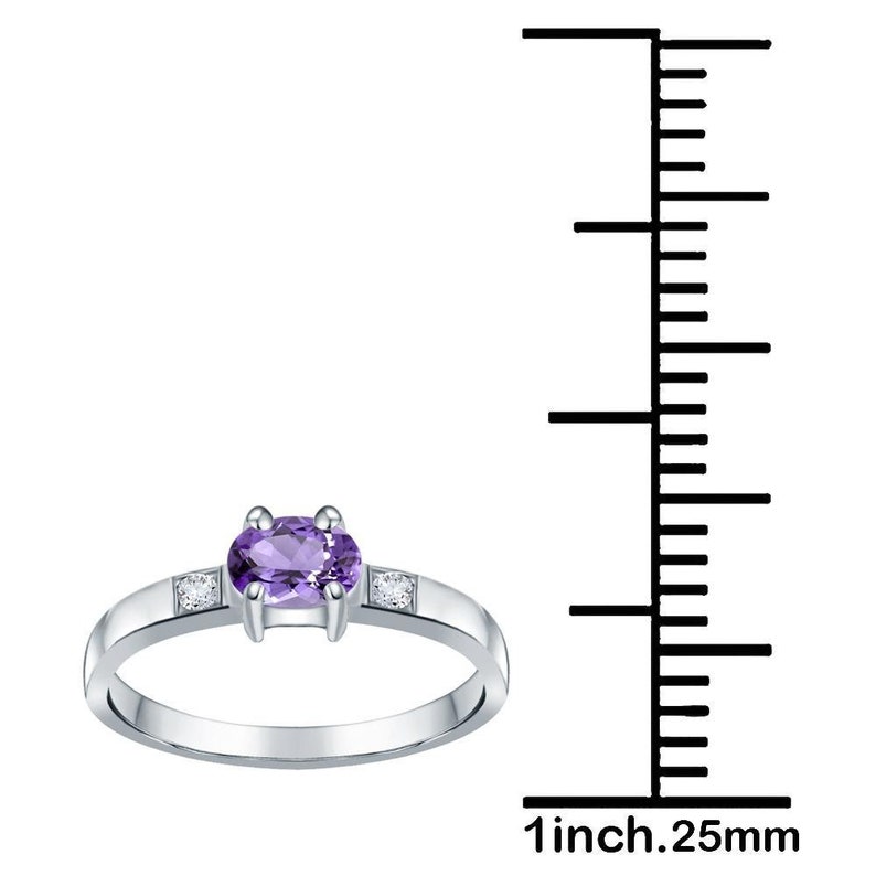 Stack-able Ring Orchid Jewelry 0.55 Carat Amethyst /& White Topaz 925 Sterling Silver Ring Handmade Purple Engagement February Birthstone