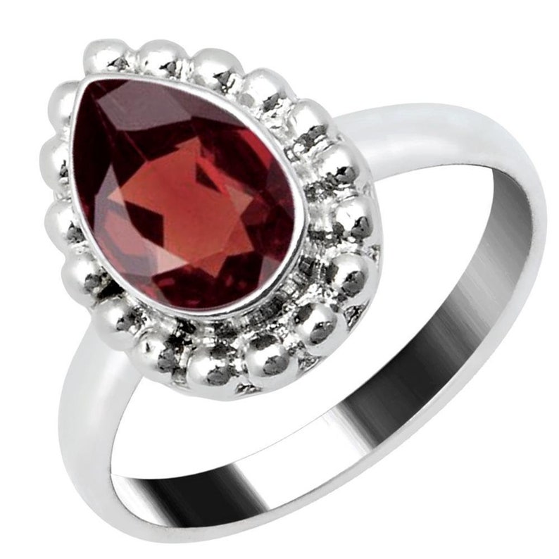 Quality Jewelry 1.50 Carat Garnet White Gold Plated Fashion Ring New Design Handmade Red Ring Engagement Ring January Birthstone