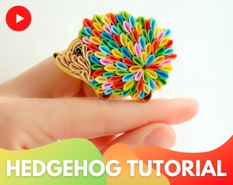 Video TUTORIAL Hedgehog brooch of AIR DRY polymer clay With English subtitles Polymer quilling technique Suitable for beginners Download