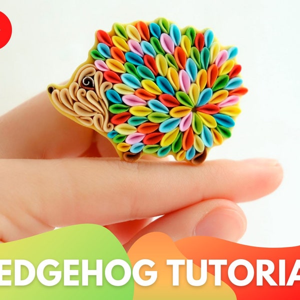 Video TUTORIAL Hedgehog brooch of AIR DRY polymer clay With English subtitles Polymer quilling technique Suitable for beginners Download
