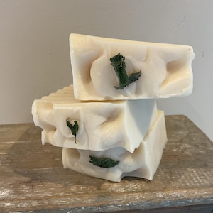 Natural Handmade Soap. Cold Process Soap. 100% Vegan Soap. Mint and Rosemary Soap. Plastic Free. Eco Gift. Palm oil Free