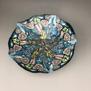 花パッチワーク鉢・鉢 磁器・練り込み