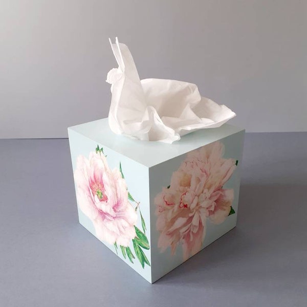 Quadratische Taschentücherbox, Taschentuchhalter im floralen Stil, tolles Geschenk für jeden Anlass, Dekoration für ein stilvolles Zuhause, gemütliches Zuhause.