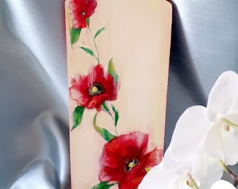 Hand-Painted Wooden Cheese Board: Floral Kitchen Decor