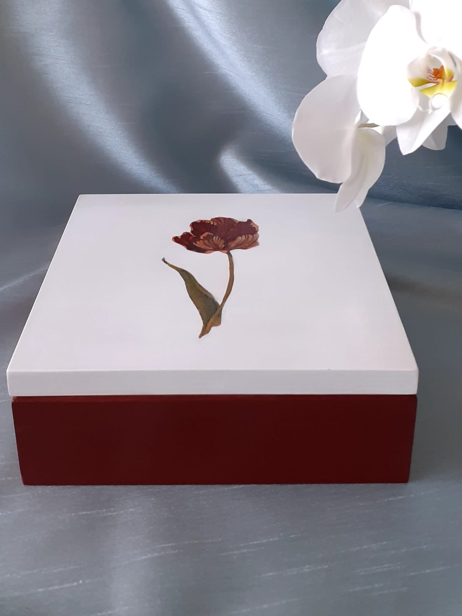 Caja de almacenamiento de madera de estilo floral con tapa | Etsy