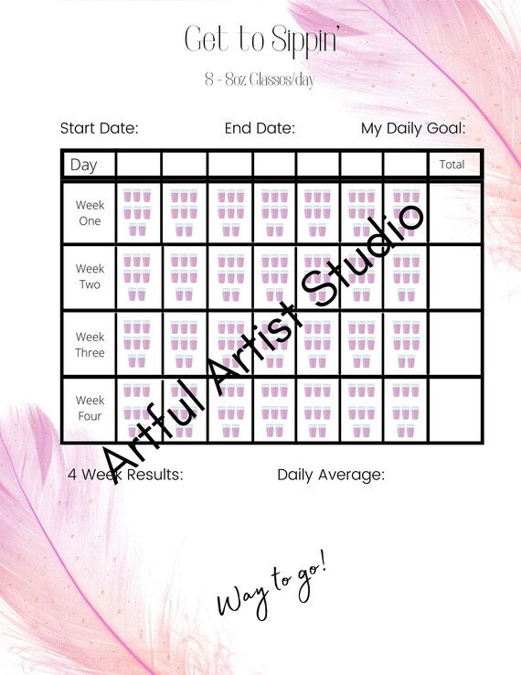 Paper Paper &amp; Party Supplies Water Challenge Water Tracker Printable ...