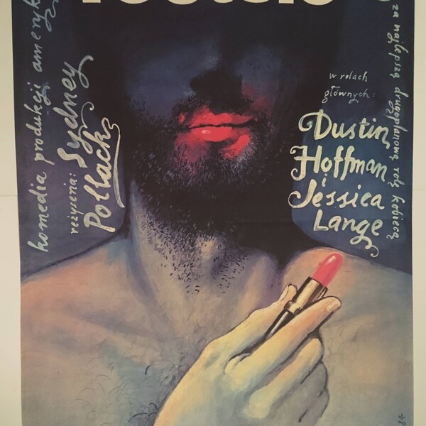 TOOTSIE Original Polish Poster '82 great different Wieslaw Walkuski lipstick art! Size: 26 1/4" x 38 1/4" [67 x 97 cm]