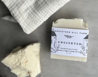 NATURAL UNSCENTED Soap - Handcrafted Soap - Palm Oil Free Soap - Minimalist Soap - Cold Process Soap - Artisan Soap - Sensitive Skin Soap