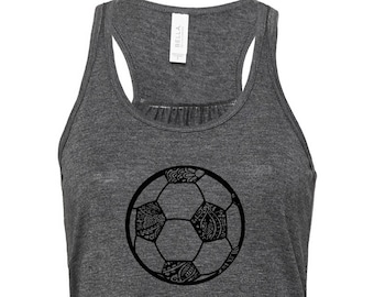 Women's Soccer Printed Tank, Soccer Ball, Racerback Tank, Women's Soccer Shirt, Printed Tanktop, Soccer Tank, Futbol Shirt, Soccer Mom