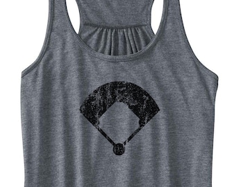 Baseball Field Women's Printed Tank, Baseball Field Design, Racerback Baseball Tank, Women's Baseball Shirt, Baseball Tank